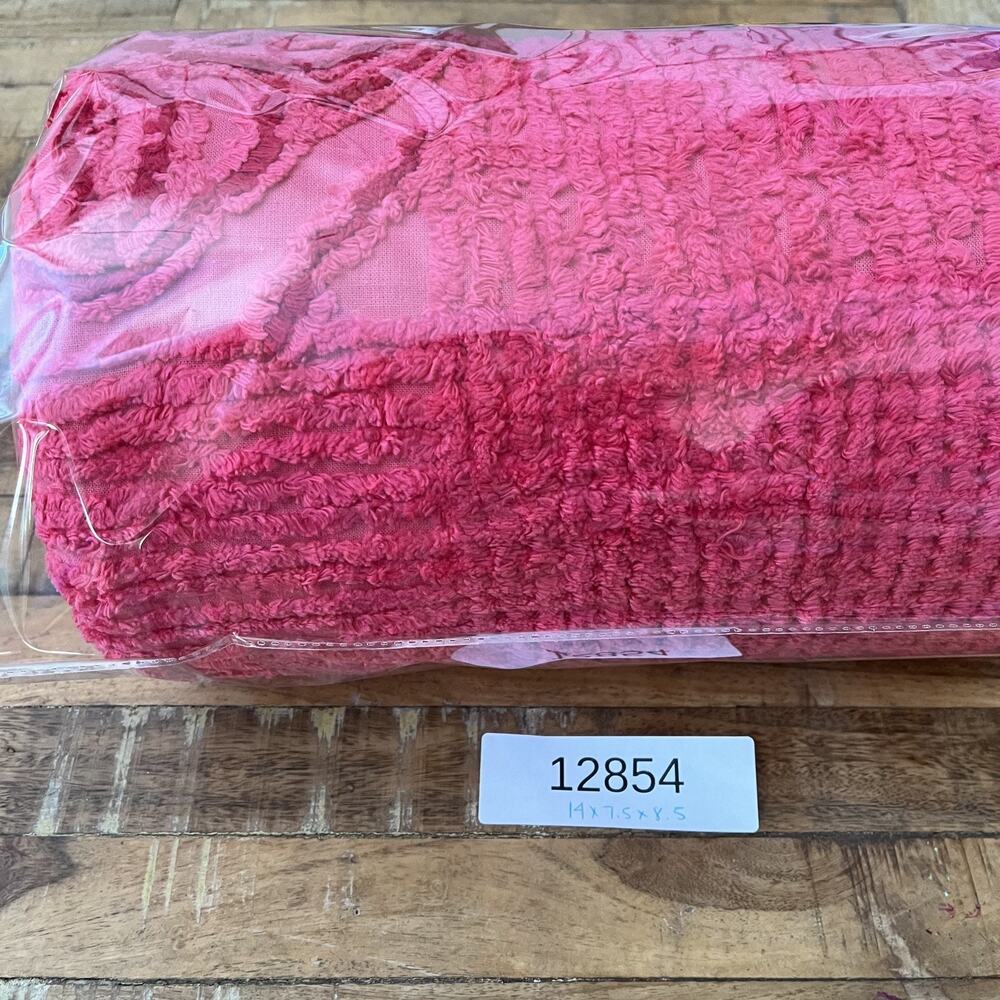 Vtg Chenille Bedspread Pink Floral Tufted Embroidered Cotton w/ Fringe 98"x81" - Picture 10 of 10